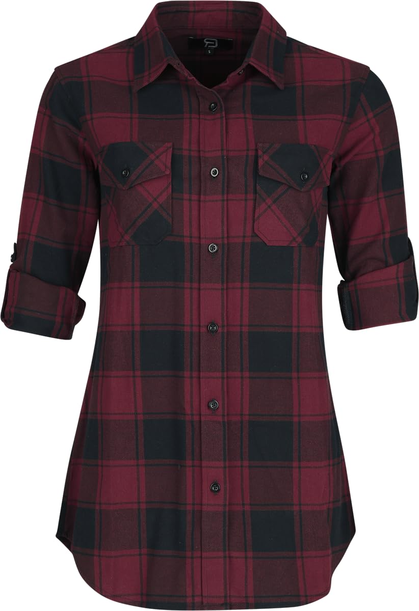 red-by-emp-hemden-damen-bluse-schwarz-rot-hemdkragen-gr-l image 2