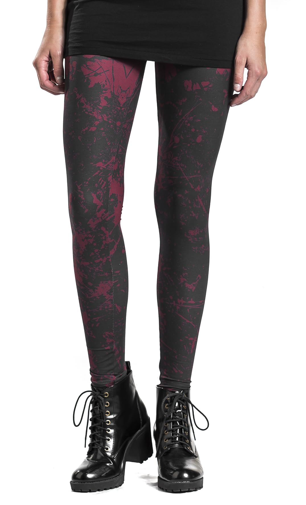 black-premium-by-emp-dunkelrote-leggings-allover-print-m image 6