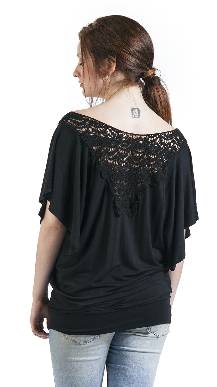 black-premium-by-emp-t-shirt-spitze-damen-schwarz-locker image 4