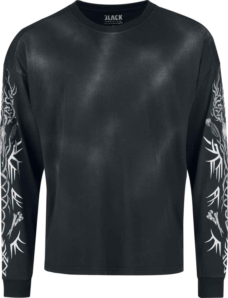 black-premium-by-emp-spray-dye-langarmshirt-herren-schwarz-print-l image 1