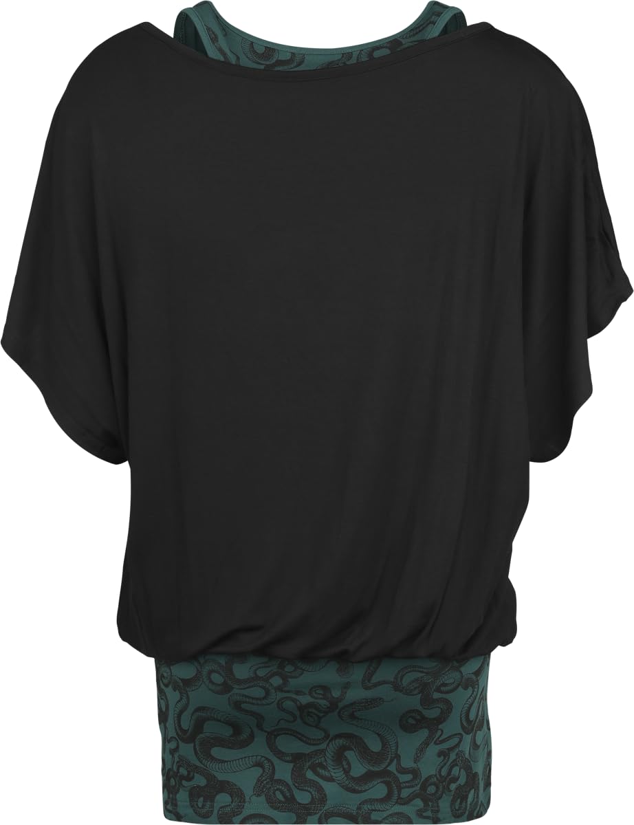 black-premium-by-emp-damen-t-shirt-schwarz-gr-n-schlangen image 3