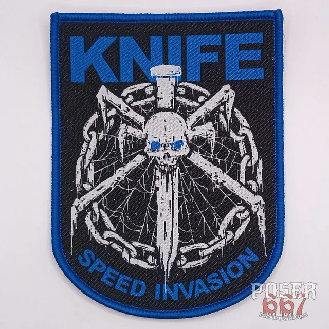 knife-spider-patch-gewebt-11-cm-schwarzer-rand image 1