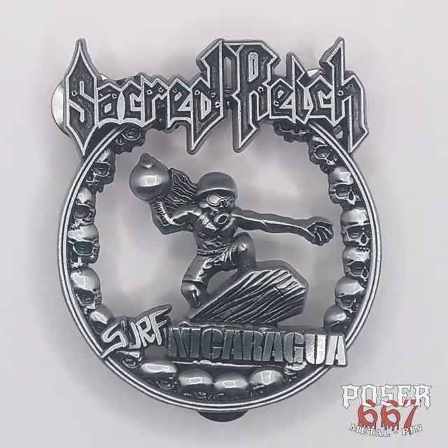 sacred-reich-surf-nicaragua-3d-pin-5-cm-antik-silber image 1