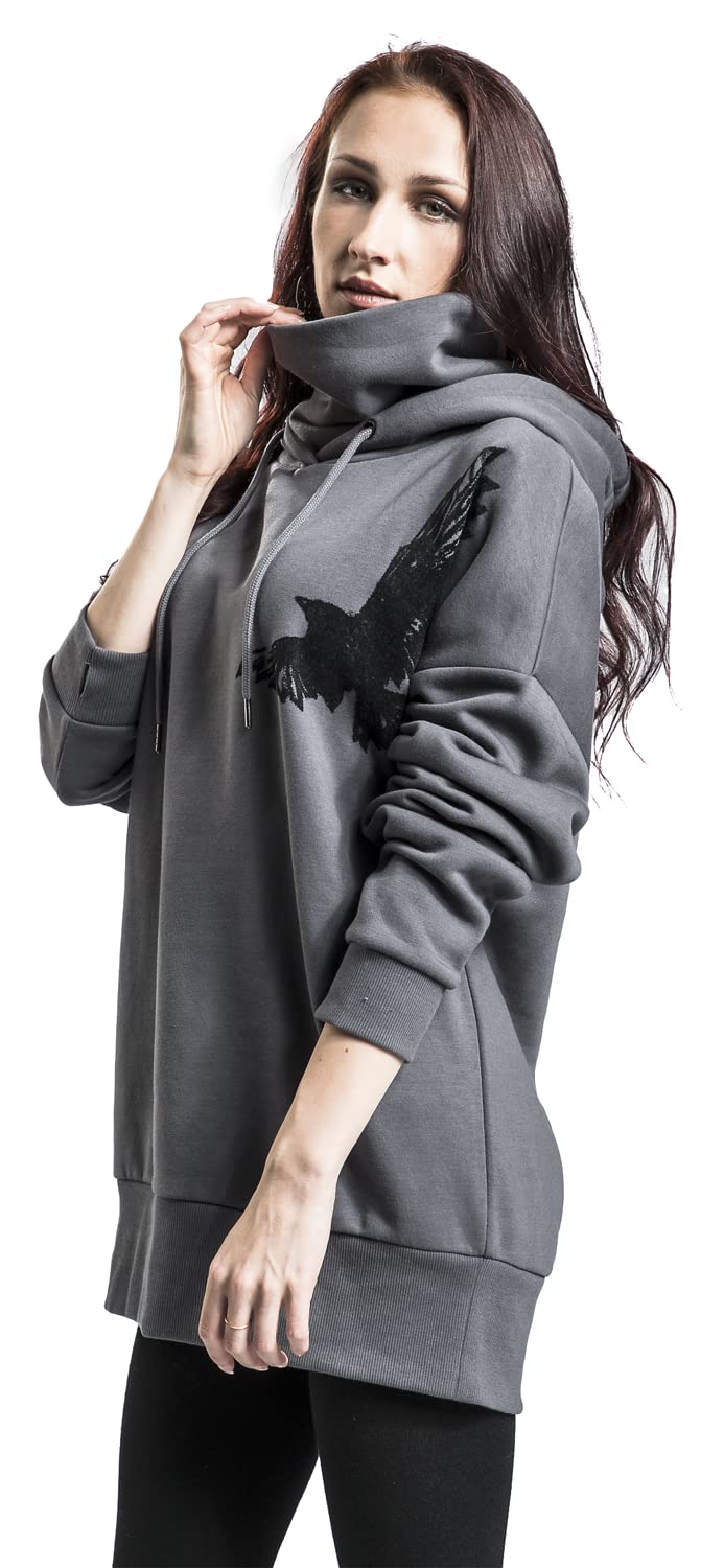 black-premium-by-emp-kapuzenpullover-damen-grau-gr-l-mit-kragen image 5