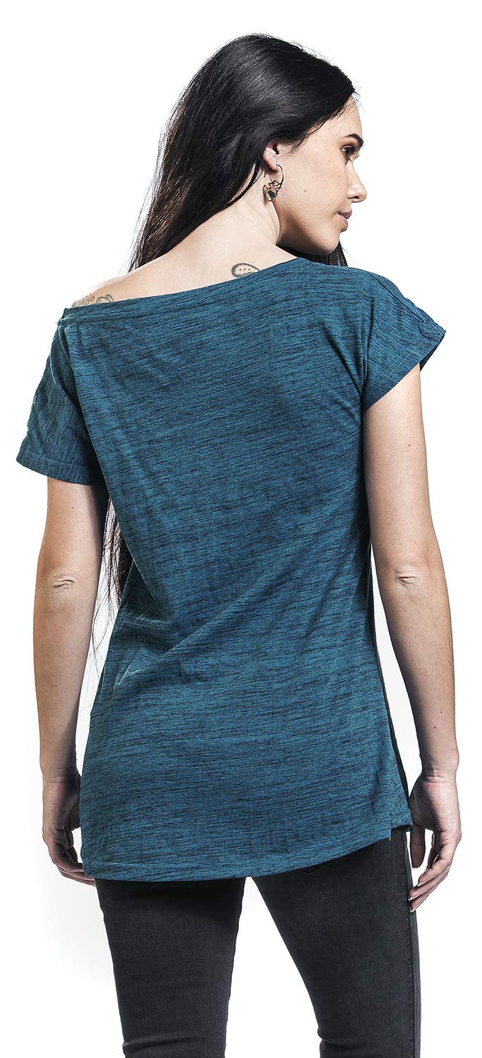 black-premium-by-emp-damen-t-shirt-blau-melange-gr-e-m image 5
