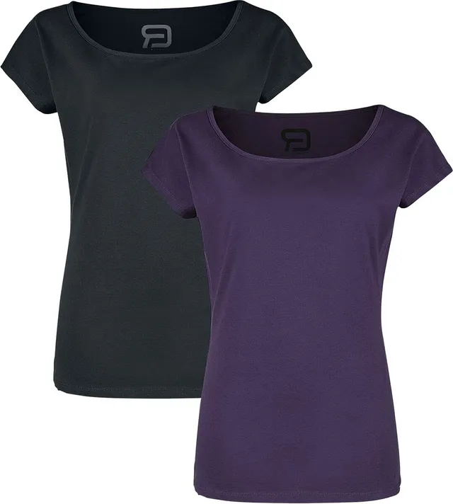 red-by-emp-basic-t-shirts-lila-schwarz-doppelpack-rundhals image 1