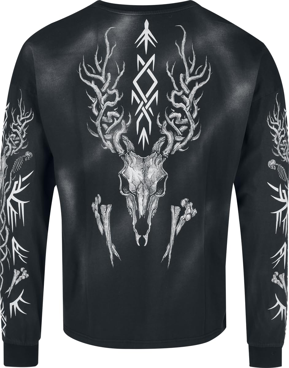 black-premium-by-emp-spray-dye-langarmshirt-herren-schwarz-print-l image 2