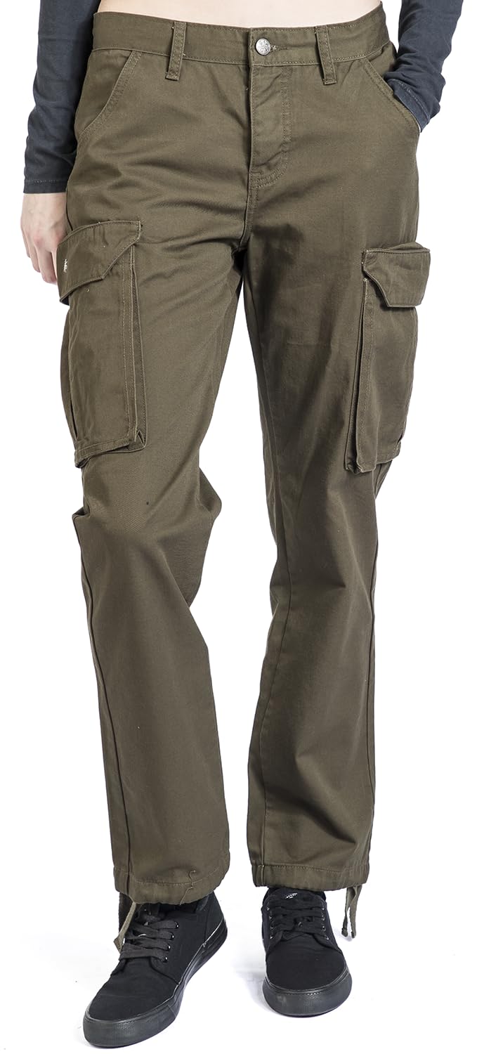 black-premium-by-emp-oliv-gr-ne-cargohose-damen-seitentaschen image 2