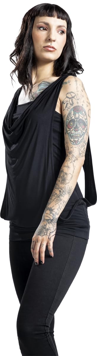 black-premium-by-emp-top-damen-double-layer-wasserfallausschnitt image 2