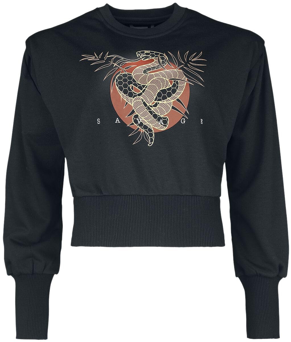 red-by-emp-sweatshirt-damen-schwarz-kurz-schlangenprint image 1