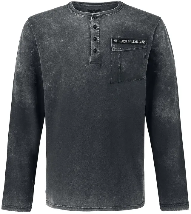 black-premium-vintage-langarmshirt-longsleeve-s-grau-patch image 1