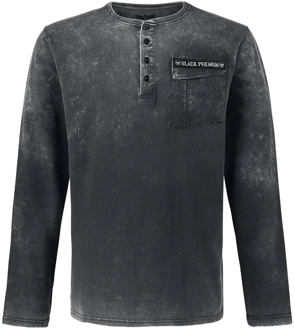 black-premium-vintage-langarmshirt-longsleeve-s-grau-patch image 1