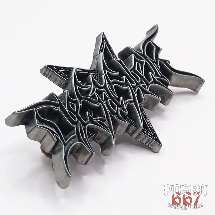 desaster-logo-3d-pin-anstecker-6-cm-antik-silber image 1