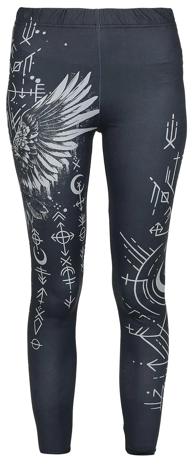 black-premium-damen-leggings-schwarz-vogelprint-gr-e-s image 1