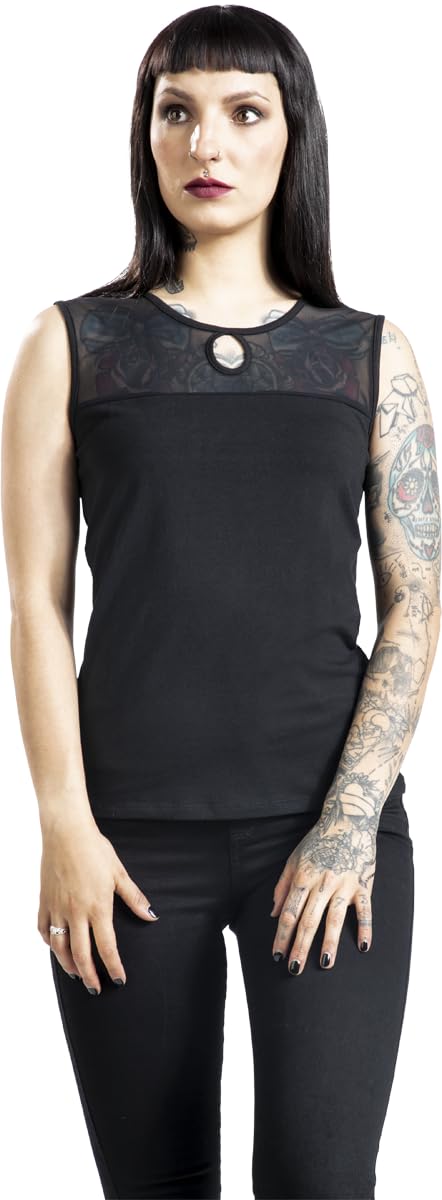 red-by-emp-damen-top-schwarz-basic-mit-mesheinsatz image 2