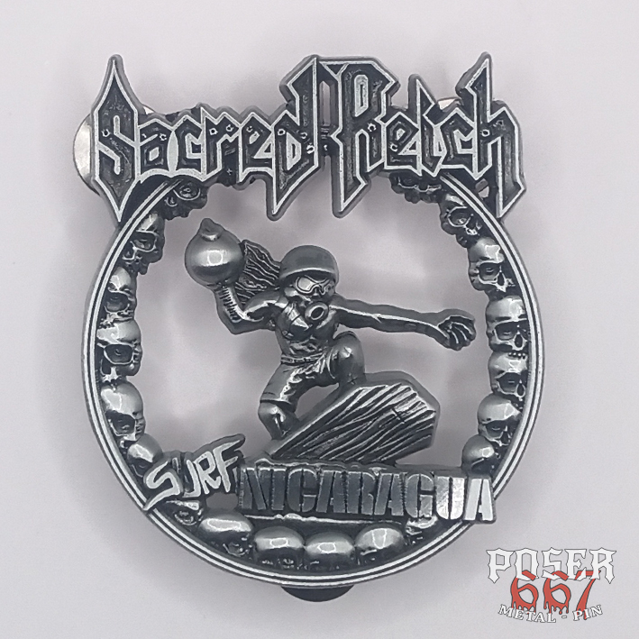 sacred-reich-surf-nicaragua-3d-pin-5-cm-antik-silber image 1