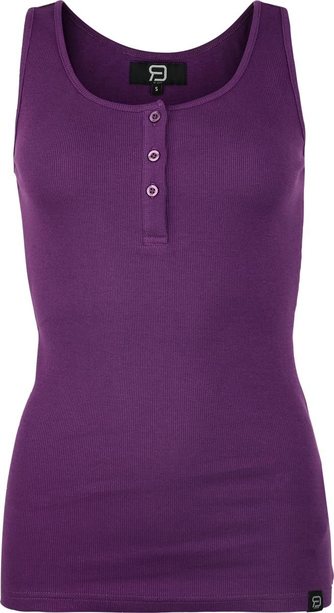 red-by-emp-damen-basic-top-schwarz-lila-mit-knopfleiste image 3