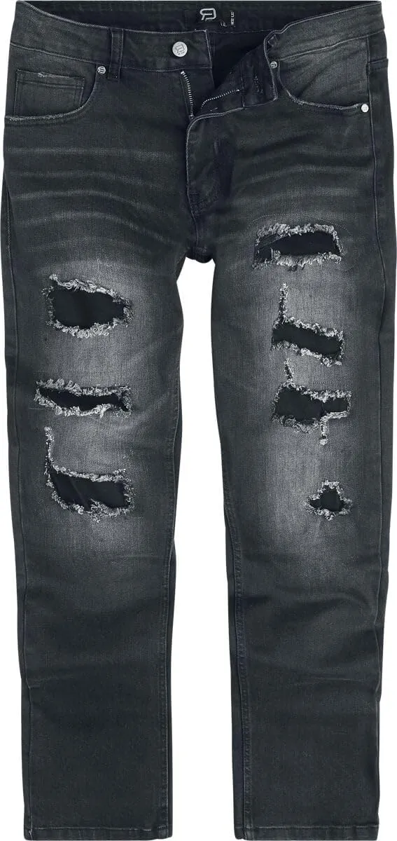 red-by-emp-hosen-jeans-schwarz-cut-outs-herren-32w-34l image 1