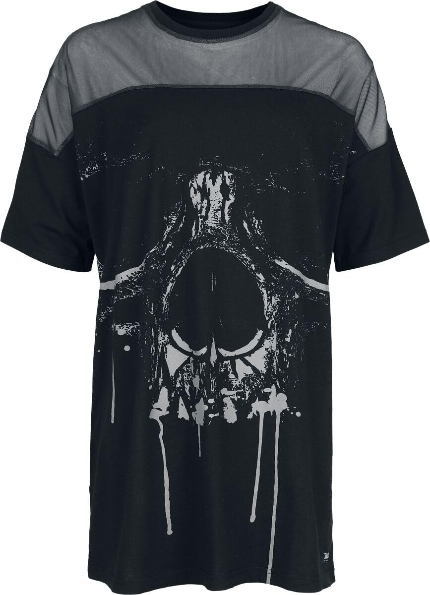 black-premium-by-emp-t-shirt-damen-oversized-mesh-schwarz image 1