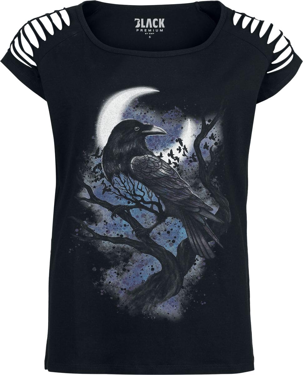 black-premium-by-emp-damen-t-shirt-schwarz-mit-ripped-rmeln image 1