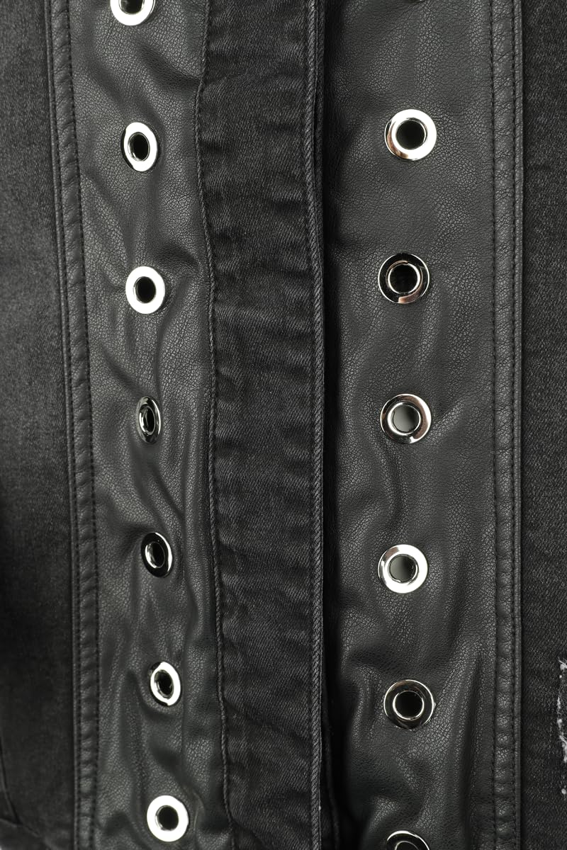black-premium-by-emp-jeansjacke-schwarz-damen-kunstleder-details image 5
