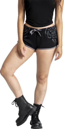 black-premium-damen-shorts-schwarz-knot-print image 8