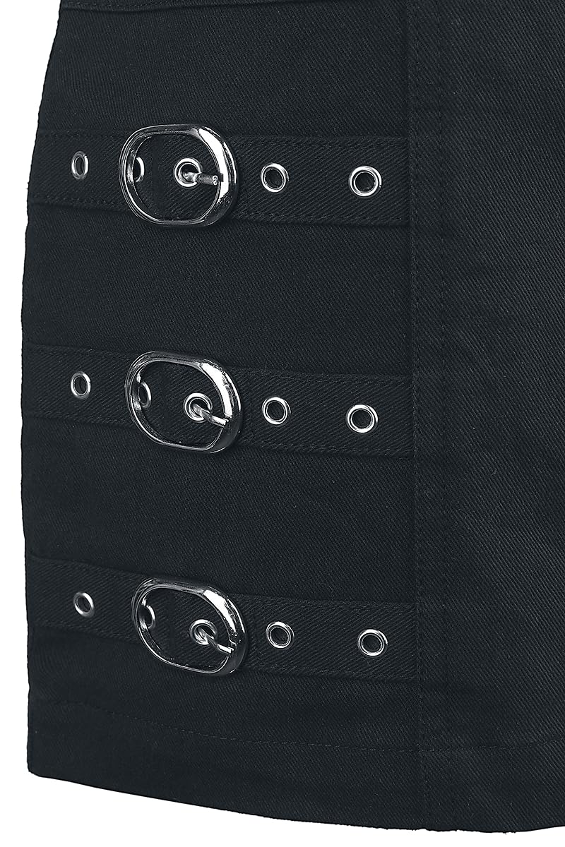 black-premium-by-emp-kurzer-schwarzer-rock-mit-schnallen-damen image 4
