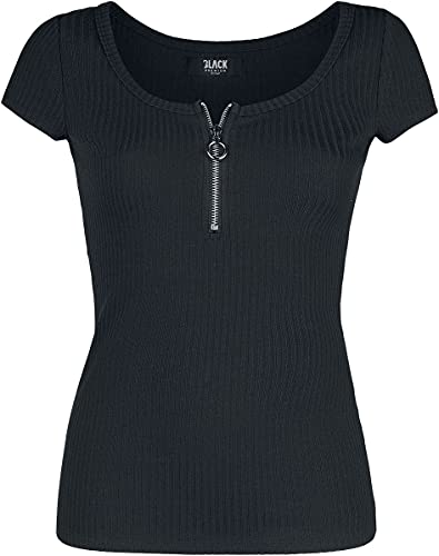 black-premium-by-emp-damen-t-shirt-schwarz-ripp-mit-rei-verschluss image 6