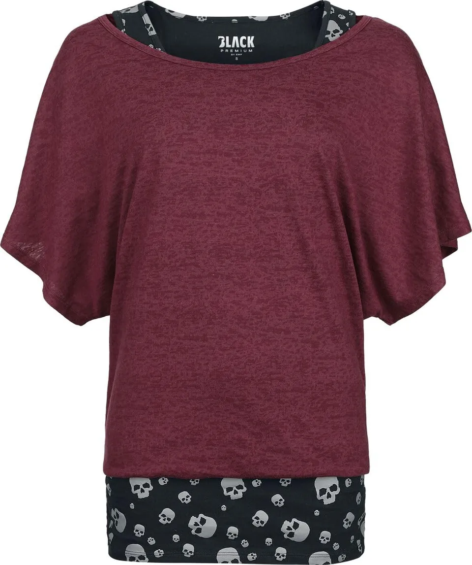 black-premium-damen-doppelpack-t-shirt-top-bordeaux image 1