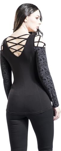black-premium-by-emp-langarmshirt-rot-damen-m-mit-raffung image 8