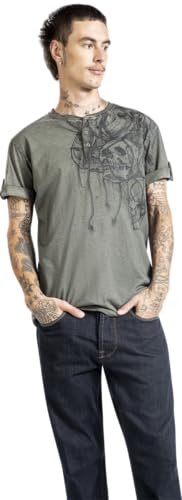 black-premium-by-emp-herren-t-shirt-gr-n-totenkopf-frontprint-links image 8