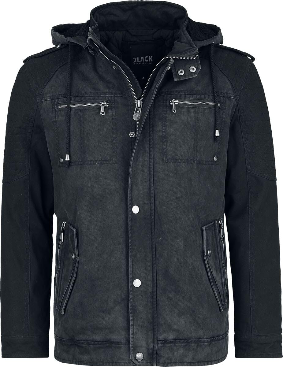 black-premium-by-emp-herren-winterjacke-schwarz-grau-l-kinnschutz image 1