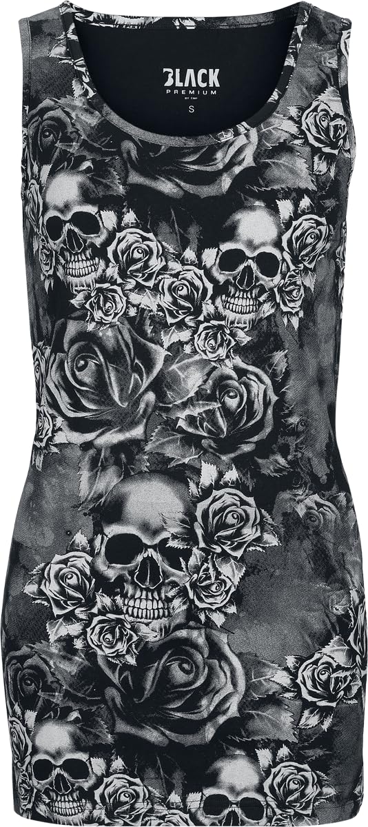 black-premium-by-emp-t-shirt-damen-l-double-layer-totenkopf image 6