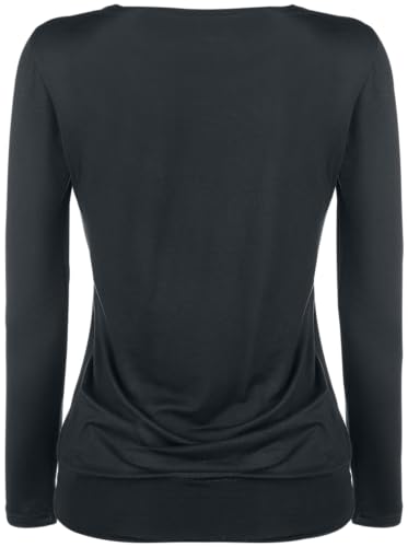 black-premium-by-emp-langarmshirt-damen-schwarz-mit-raffung-gr-l image 7
