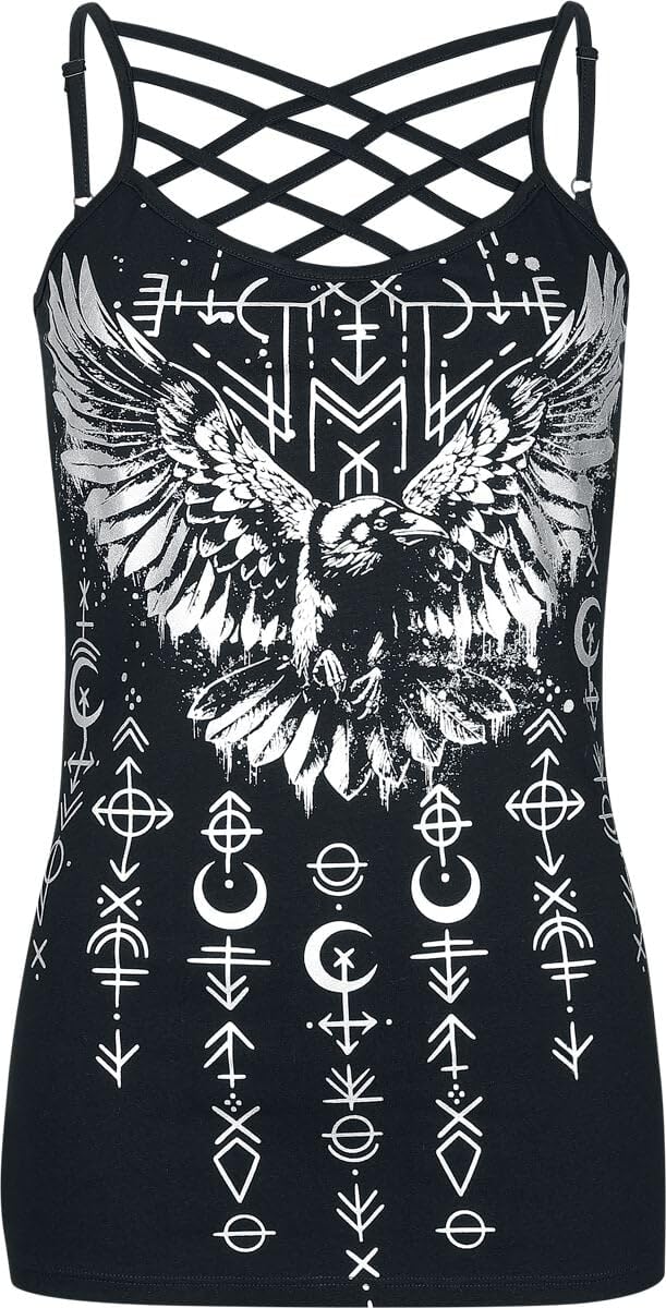 black-premium-by-emp-tank-top-raben-silberdruck-damen-schwarz image 1