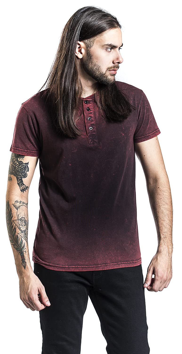 black-premium-by-emp-basic-t-shirt-mit-knopfleiste-herren-rot image 4