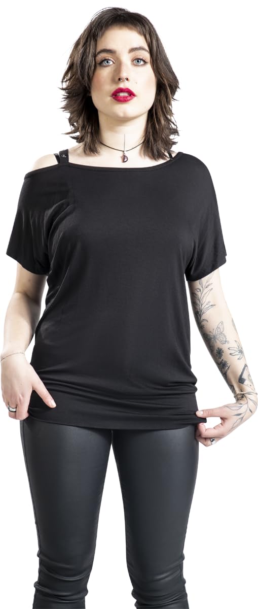 black-premium-by-emp-t-shirt-asymmetrisch-nieten-schwarz-damen image 2