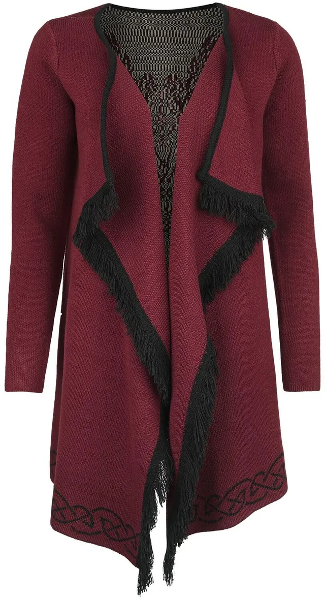 black-premium-by-emp-bordeaux-cardigan-damen-strickjacke-ornamente image 1
