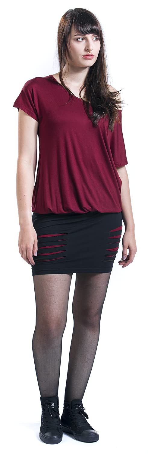 red-by-emp-kleid-damen-schwarz-rot-kurz-mit-cut-outs image 8