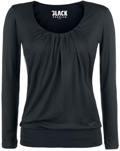 black-premium-by-emp-langarmshirt-damen-schwarz-mit-raffung-gr-l image 5