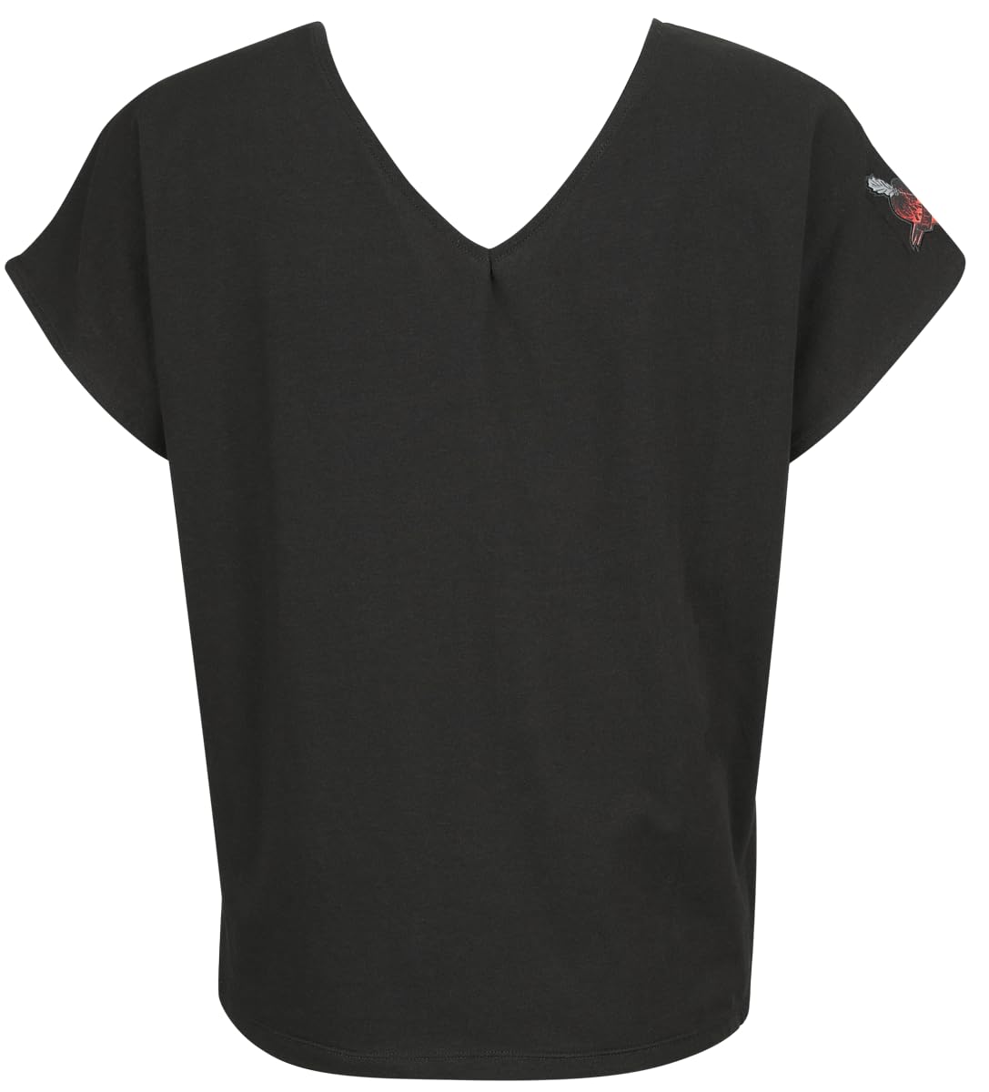 black-premium-by-emp-graues-t-shirt-v-ausschnitt-raffung-damen-s image 3