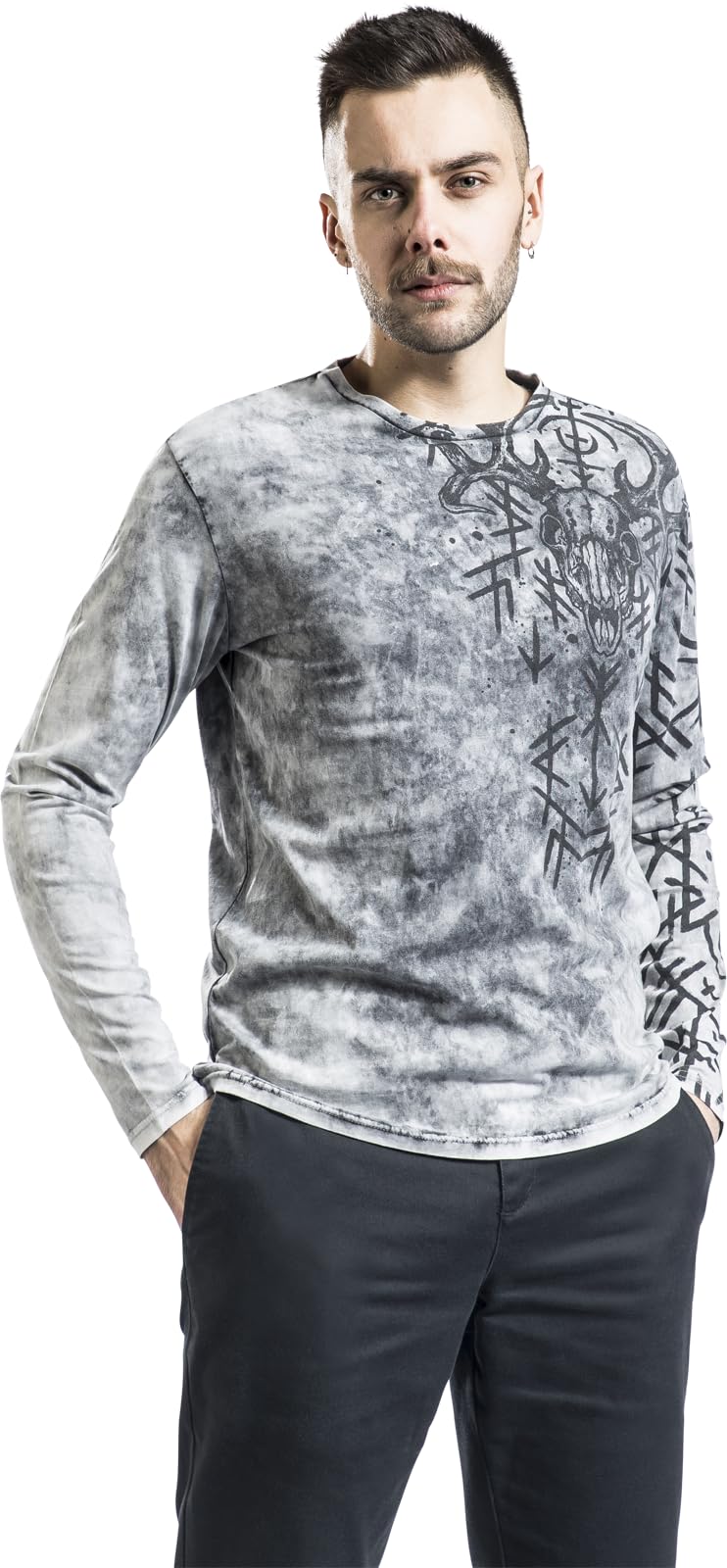 black-premium-by-emp-herren-langarmshirt-grau-runen-gr-m image 2