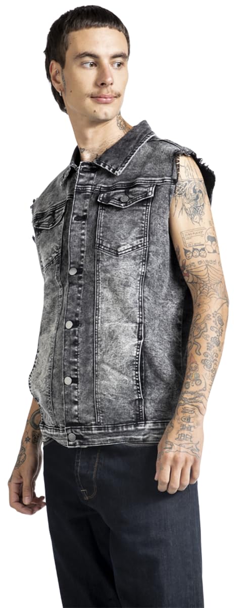 black-premium-by-emp-herren-jeansweste-grau-destroyed-rmellos image 2
