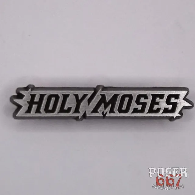 holy-moses-logo-pin-anstecker-6-cm-antik-silber-bronze image 1