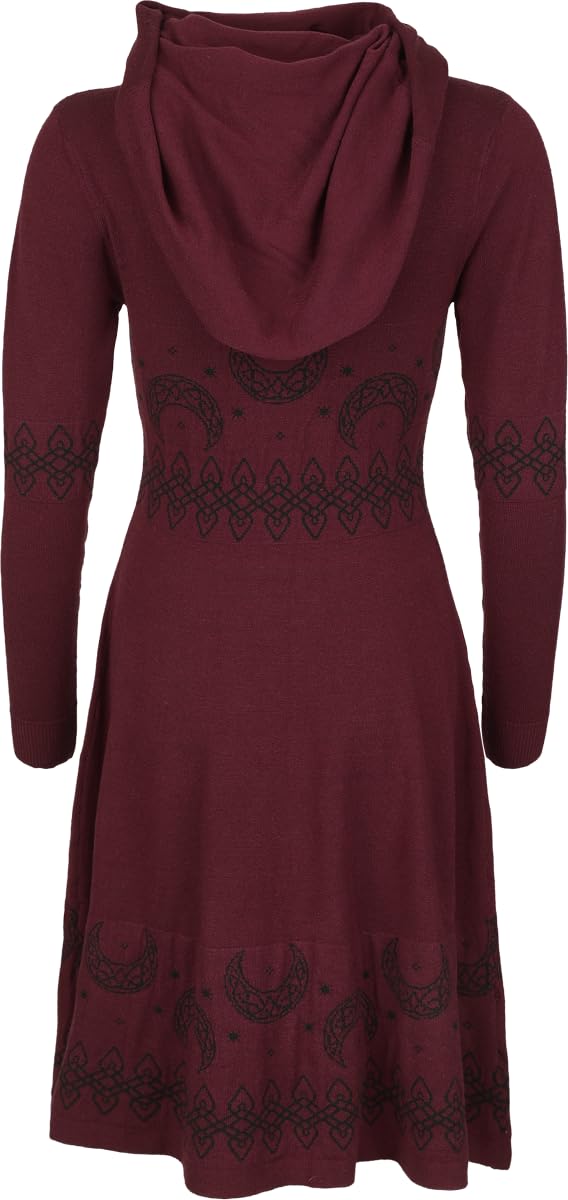 black-premium-by-emp-kleid-damen-bordeaux-midi-schalkragen image 3