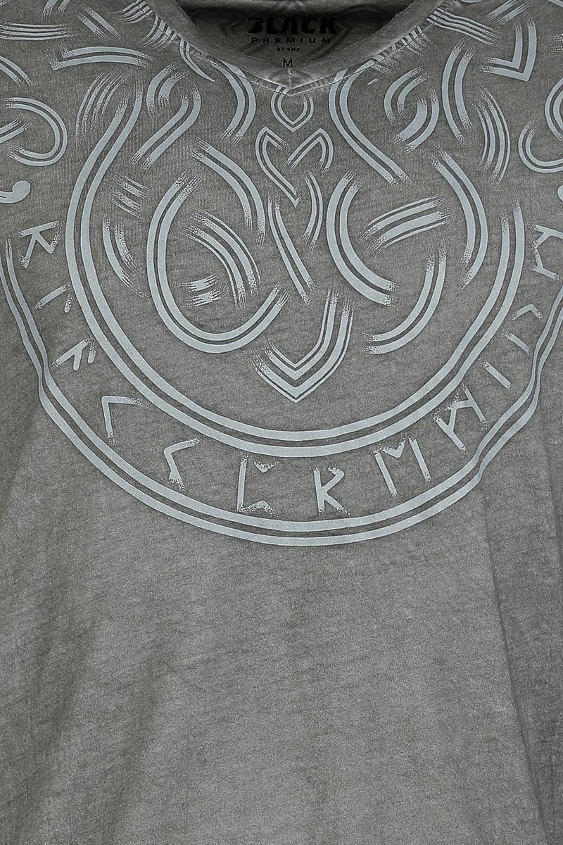 black-premium-herren-t-shirt-grau-v-neck-print image 4