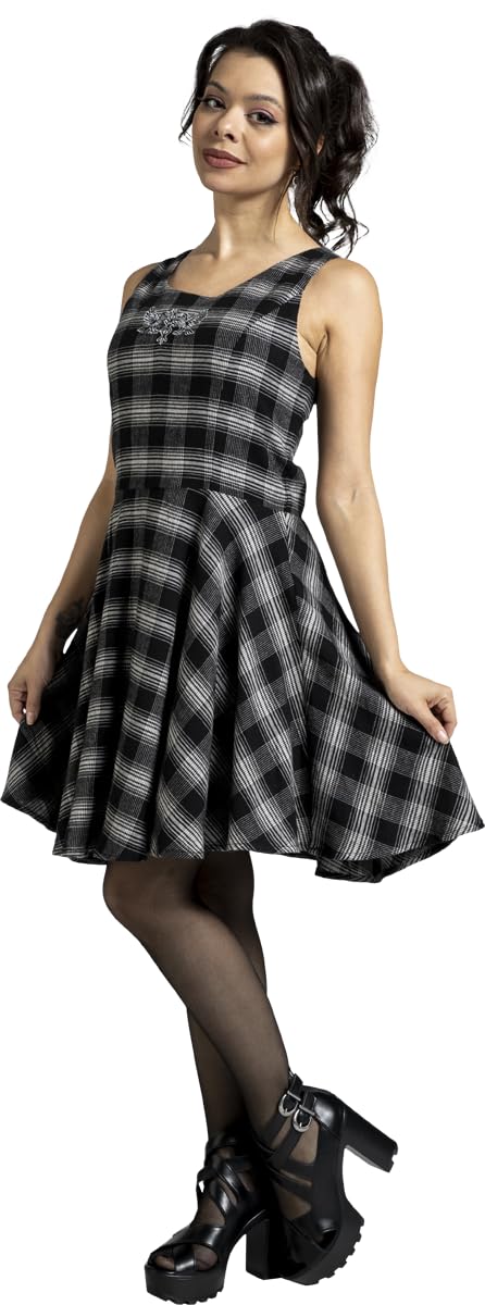 black-premium-karo-kleid-kurz-schwarz-gr-s-damen image 2