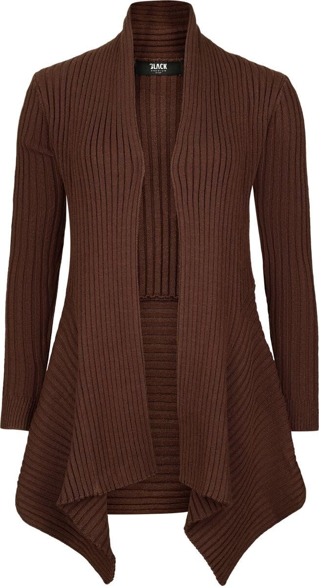 black-premium-by-emp-cardigan-damen-braun-asymmetrisch image 1