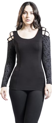 black-premium-by-emp-langarmshirt-rot-damen-m-mit-raffung image 6