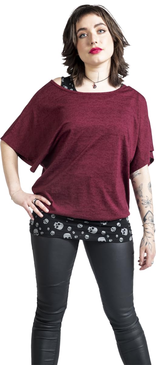 black-premium-damen-doppelpack-t-shirt-top-bordeaux image 2